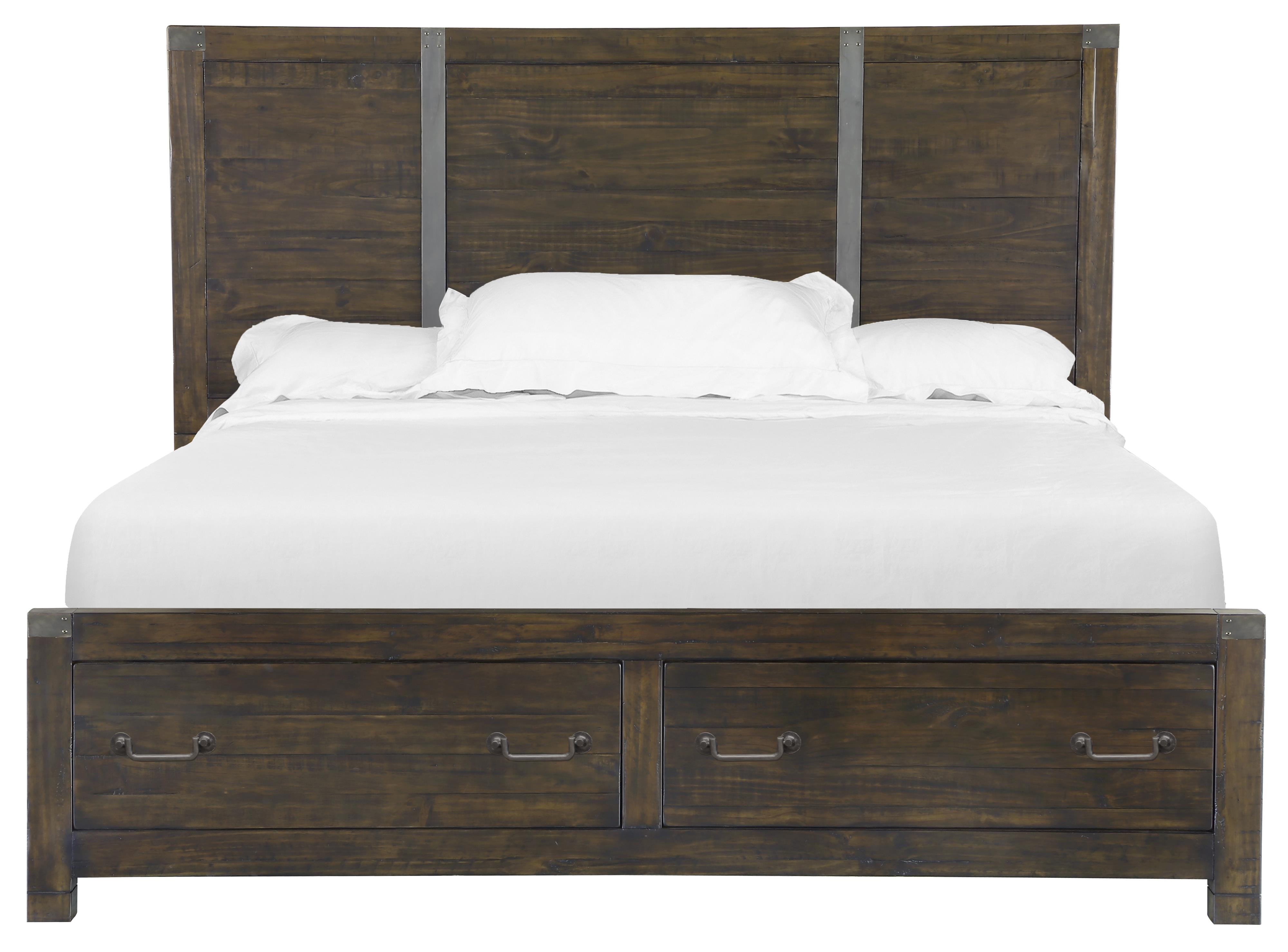 Magnussen Home Pine Hill Queen Panel Bed with Storage Footboard in